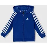 Adidas Otroški pulover LK 3S FL FZ HD mornarsko modra barva, s kapuco, IV7444