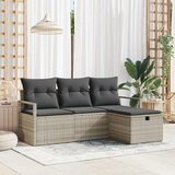 vidaXL set vrtnog kavča s blazinami svetlo siva poli ratan | Shoptok.si