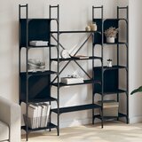 vidaXL Knjižna polica črna 155,5x24x166,5 cm inženirski les Cene