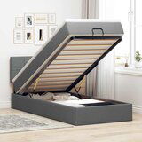 Maison Chic Otomanski Posteljni okvir - Enojna postelja - Postelja za odrasle z vzmetnico siv 100x200 cm blago-J2411, (21761141) | Shoptok.si