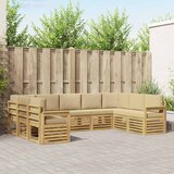  Set vanjskih sofa 7 pcs Bijela i Bež 304 x 128,5 x 73 cm | Shoptok.si