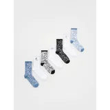 Reserved - Komplet od 7 pari čarapa s visokim udjelom pamuka - steel blue