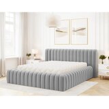 ELTAP svetlo siva oblazinjena zakonska postelja s prostorom za shranjevanje z letvenim dnom 160x200 cm carilla – | Shoptok.si