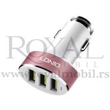  Auto punjac LDNIO C501 3xUSB 5V/5.1A iPhone/lightning USB belo-roze --C68 --B210 | ePonuda.com