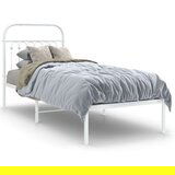 Metalni okvir krevet bez madraca s uzglavljem bijeli 75x190 cm | shoptok.hr