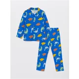 LC Waikiki Shirt Collar Long Sleeve Patterned Baby Boy Pajama Set