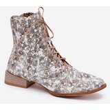 Maciejka Leather Patterned Ankle Boots With Flat Heel | Shoptok.si