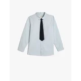 Koton Shirt Tie Detailed Long Sleeve Cotton Classic Collar