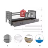  Krevet BMS Kubus + ladica 200x90 cm, GRF bijela | shoptok.hr