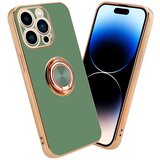 Cadorabo Ohišje, združljiv z Apple v sijajni svetlo zeleni barvi - Zlato z obročem - Zaščitni pokrov iz fleksibilnega silikona TPU, z zaščito pred kamero in držalom magnetnega avtomobila, (20595970) | Shoptok.si