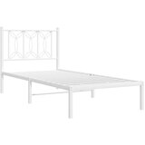  The Living Store Kovinski posteljni okvir z vzglavjem bel 90x190 cm - Posteljni Okvir, (21497424) | Shoptok.si