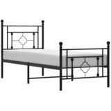  The Living Store Kovinski posteljni okvir z vzglavjem in vznožjem črn 80x200 cm - Posteljni Okvir, (21448743) | Shoptok.si