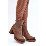 Boto Suede Boots On Heel Liresa Brown | Shoptok.si