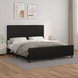 Maison Chic Posteljni okvir - Dvoposteljna postelja - Zakonska postelja z vzglavjem črn 180x200 cm umetno usnje, (21694869) | Shoptok.si
