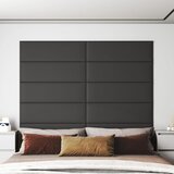 vidaXL Stenski paneli 12 kosov sivi 90x30 cm umetno usnje 3,24 m² Cene