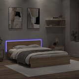 vidaXL Okvir za krevet s uzglavljem i LED boja hrasta sonome 160x200cm Cijene