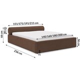 Ropez Smeđi tapecirani bračni krevet s prostorom za odlaganje s podnicom 160x200 cm Cille – | shoptok.hr