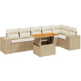  The Living Store Vrtna sedežna garnitura 7-delna z blazinami bež poli ratan - Vrtna Sedežna Garniture, (21460752) | Shoptok.si