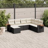 Maison Chic Seti vrtnega pohištva - Vrtna garnitura - Vrtni pohištvo set 7-delna z blazinami črn poli ratan, (21801601) | Shoptok.si