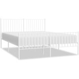 Maison Chic Kovinski Posteljni okvir - Dvoposteljna postelja - Zakonska postelja z vzglavjem in vznožjem bel 160x200 cm, (21697404) | Shoptok.si