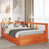  Knjižna postelja brez vzmetnice vošč. rjava 135x190 cm borovina, (21791654) | Shoptok.si