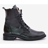 Zazoo 2955 Lacquered Ankle Boots Workers With Golden Detail On The Tongue Black | shoptok.hr