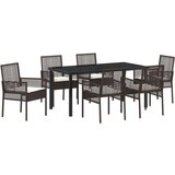  Set od 7 dijelova Vrtni Set za Jelo s Jastučićima Smeđi Poli Ratan | shoptok.hr