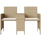  Vrtni dvosjed sa stolićem i tabureima bež od poliratana | shoptok.hr