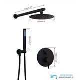  Crni podometni tuš sustav - dva izlaza | Crni tuš EYN BP1225<span> - </span>20 cm Cijene
