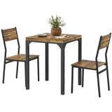 Nesta 3-delni jedilni set, miza in 2 stola, MDF in kovina, rjav, za jedilnico in kuhinjo, (5000493616) Slike