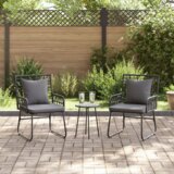 vidaXL Vrtni set za objed 3 pcs Crna, Antracit 35 x 35 x 45 cm | shoptok.hr