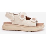 Boto Women's Sandals With Decorative Details On Velcro Beige Zoliner | ePonuda.com