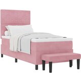 Box Postelja z vzmetnico z vzmetnico Roza 100 x 200 cm Žamet, (5000128470) | Shoptok.si