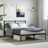 Maison Chic Kovinski Posteljni okvir - Dvoposteljna postelja - Zakonska postelja z vzglavjem črn 160x200 cm, (21693350) | Shoptok.si