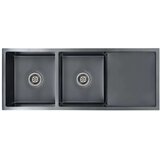 In Ročno izdelano kuhinjsko korito s cedilom in sifonom črno jeklo | Shoptok.si