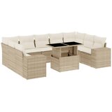  10-dijelni set vrtnih sofa s jastucima bež od poliratana 100 x 55 x 73 cm | shoptok.hr