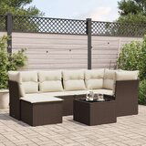  7-dijelni set vrtnih sofa od poliratana s jastucima smeđi | shoptok.hr