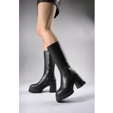 Riccon Lvamel Women's Below Knee Heeled Boots 0012501 Black Skin cene