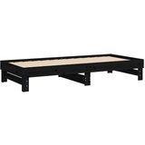  Izvlečna dnevna postelja črna 2x(80x200) cm trdna borovina, (20725433) | Shoptok.si