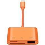 INF Type-C 3-v-1 čitalec kartic – SD/TF/USB, Visoka Hitrost Orange, (5000282772) Cene