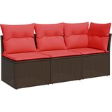  Vrtna sofa s jastucima za 3 osobe, smeđa, poliratan | shoptok.hr