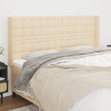 vidaXL Uzglavlje s ušima krem 203x16x118/128 cm od tkanine | shoptok.hr