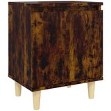 Maison Chic Nočna omarica - Nočna miza z lesenimi nogami dimljeni hrast 40x30x50 cm, (21687237) Cene