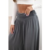 Kesi Włoski Women's viscose trousers with wide leg and ruffles graphite | Shoptok.si