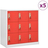  Ormarići s ključem 5 kom svjetlosivi/crveni 90x45x92,5 cm čelik | shoptok.hr