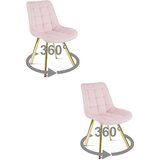  Okretna stolica SORIA 360, svijetlo ružičasti baršun, zlatne metalne noge, set 2 kom | shoptok.hr
