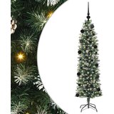 vidaXL Umetno vitko božično drevo med 150 LED Zelena in bela 150 cm | Shoptok.si