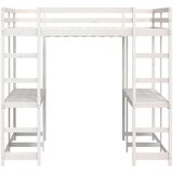  Krevet na kat sa stolom i ljestvama bijeli 160x200 cm borovina | shoptok.hr