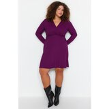 Trendyol Curve Plum Plain Double Breasted Mini Knitted Plus Size Dress | ePonuda.com