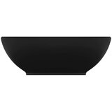 vidaXL Razkošen umivalnik ovalen mat črn 40x33 cm keramičen | Shoptok.si